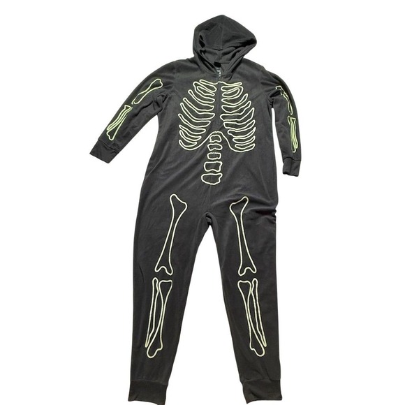 Hyde & EEK Women M Glow-In-The-Dark Skeleton Pajama Union Suit Halloween 1 piece - Picture 1 of 9